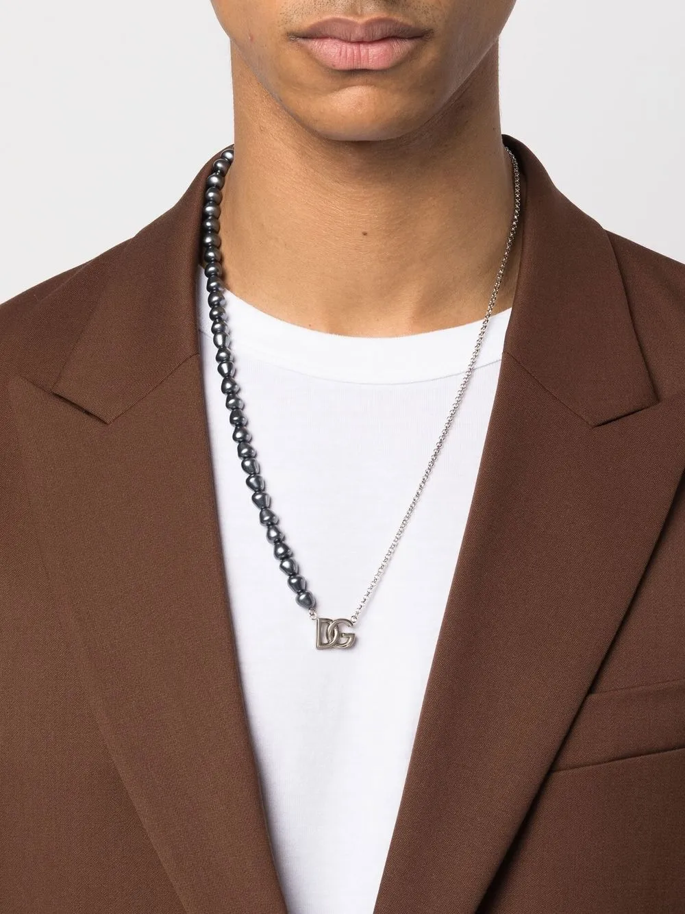 Dolce & Gabbana Halsketting met logoplakkaat - Zilver