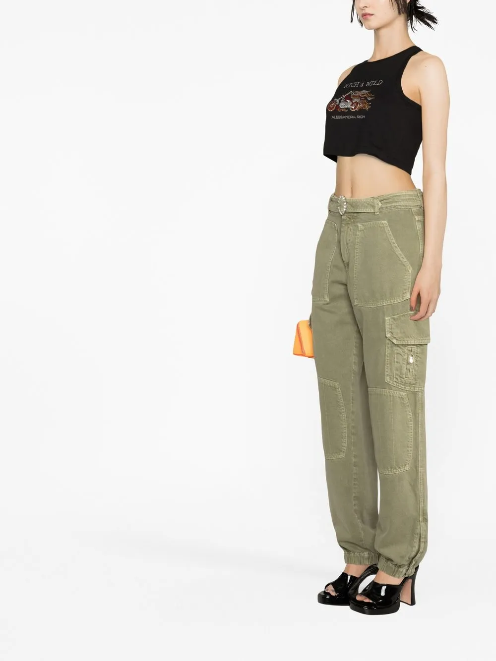 

Alessandra Rich belted cargo trousers - Green