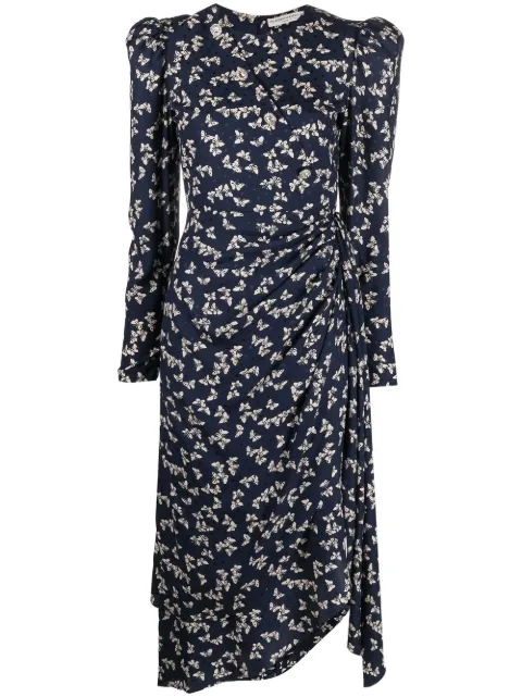 Alessandra Rich butterfly-print draped midi dress