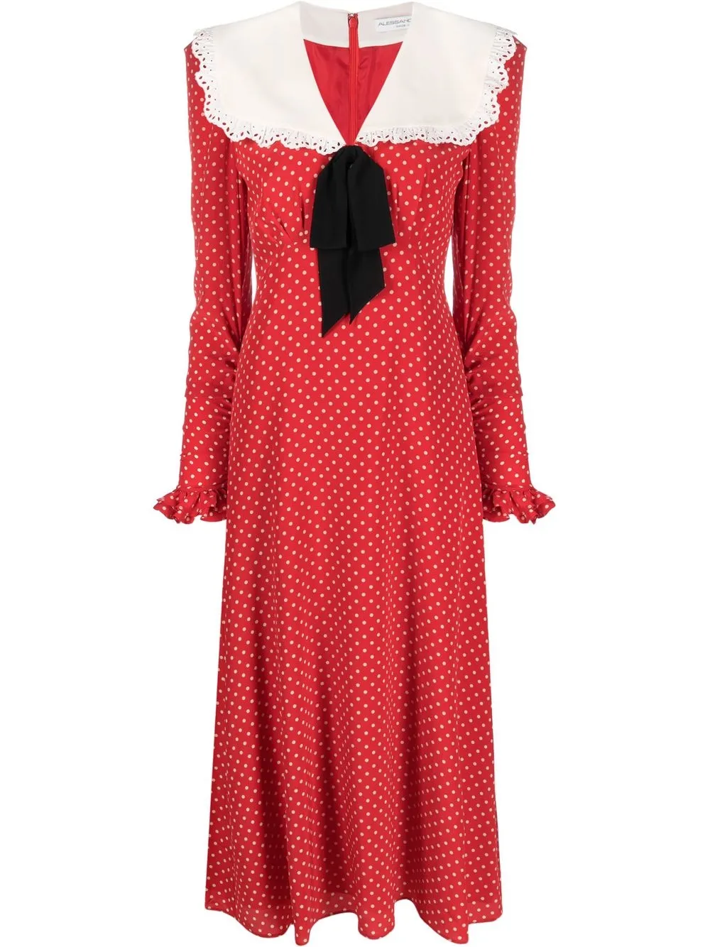 

Alessandra Rich vestido midi con estampado de lunares - Rojo