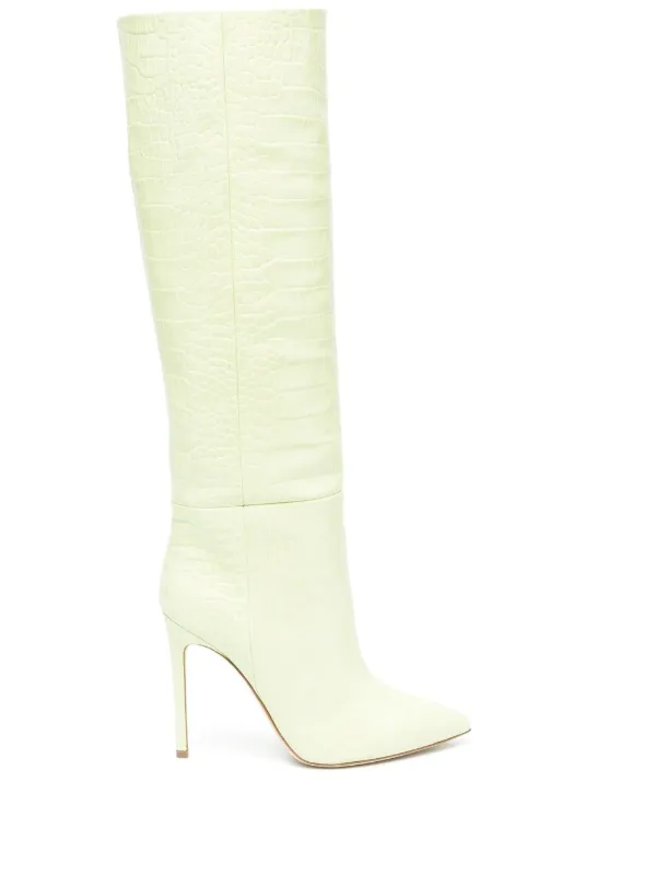 Paris Texas 100mm Crocodile-effect Leather Boots in Green