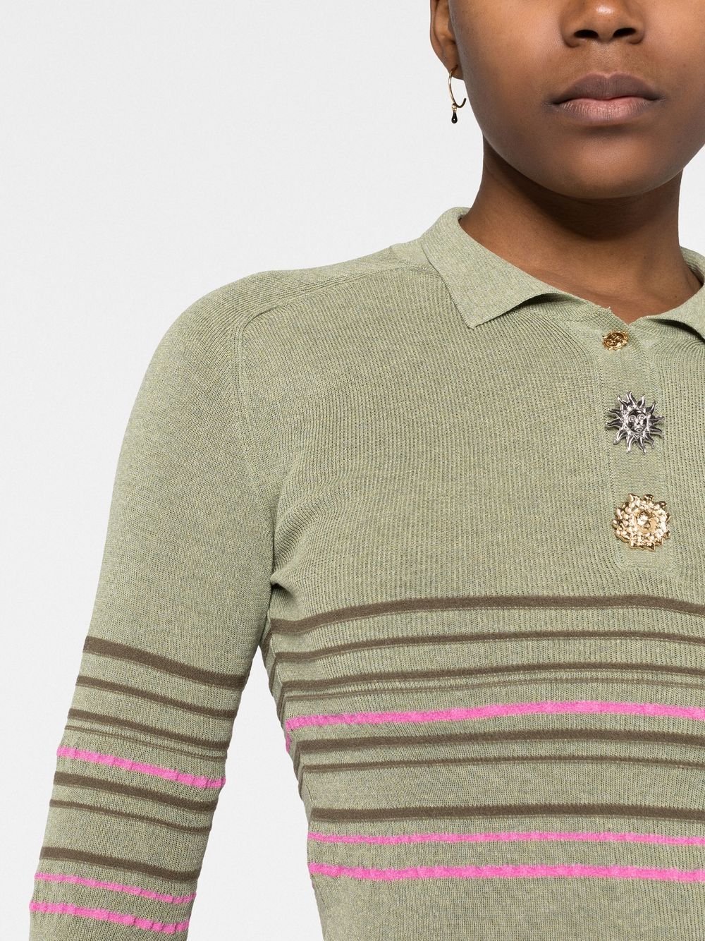 striped knitted polo top
