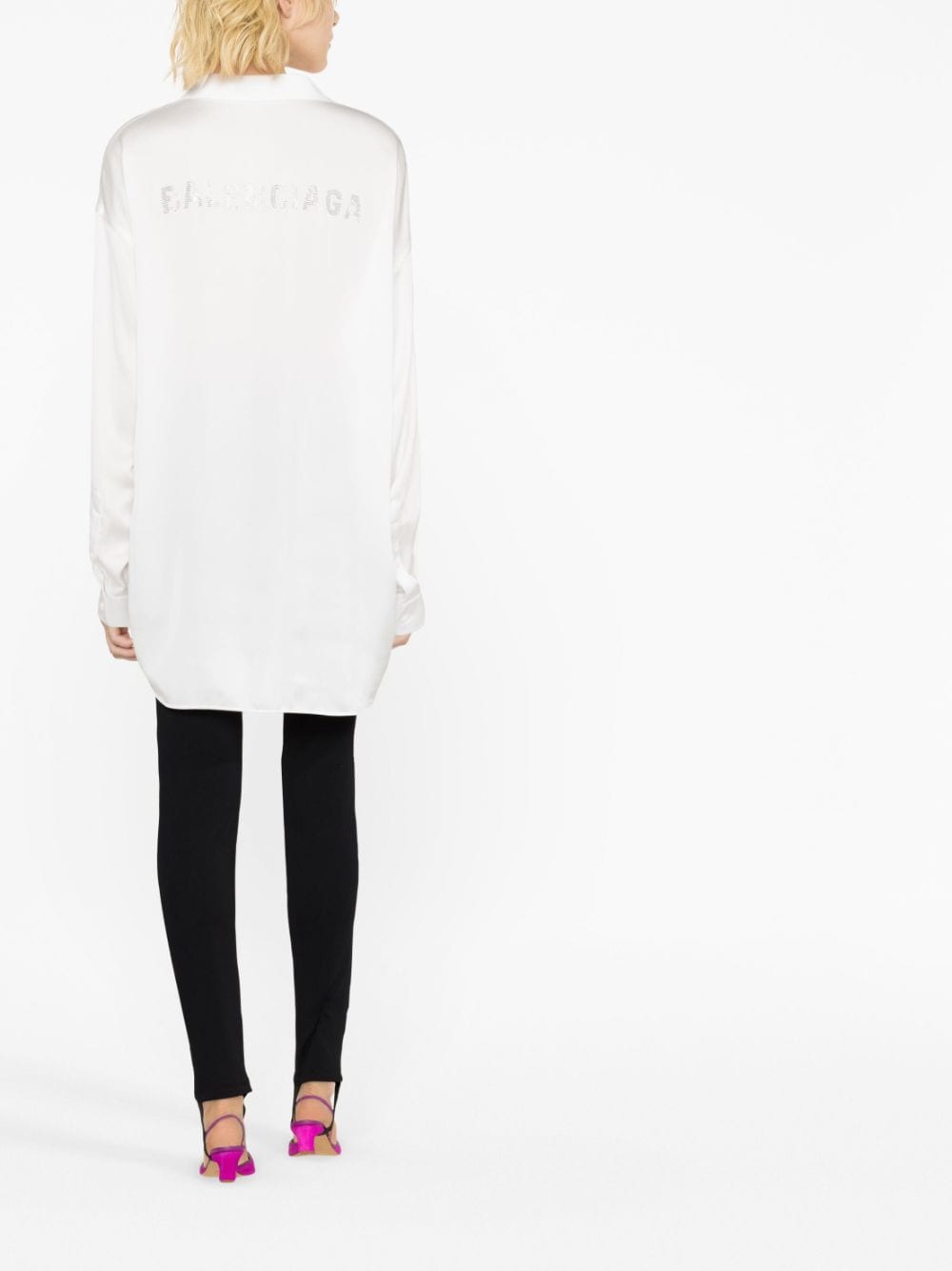 Shop Balenciaga Button-up Longline Blouse In White