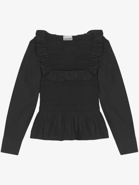 GANNI cotton poplin smock blouse
