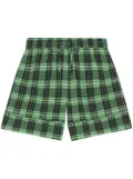 GANNI plaid-check drawstring shorts - Green