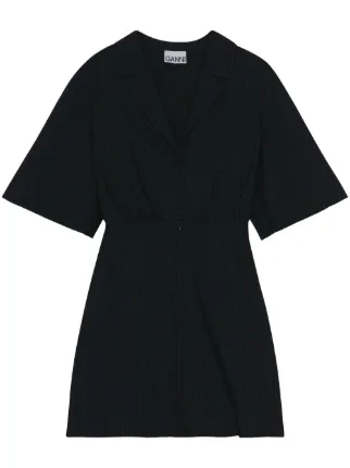 GANNI ストライプ ミニシャツワンピース | ブラック | FARFETCH JP