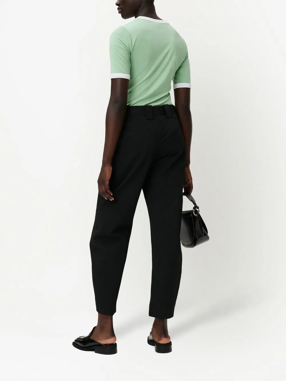Ganni Crepe Tapered Pants In Black