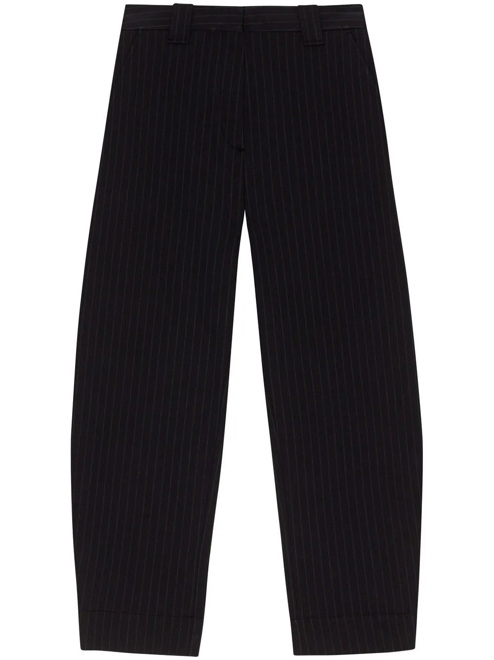 Ganni Crepe Tapered Pants In Black
