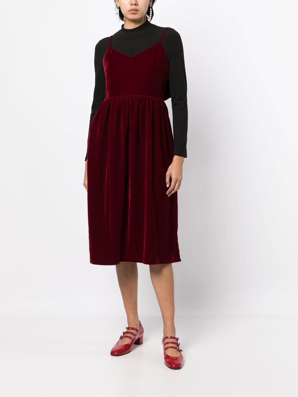 Shop B+ab Bow-detail Midi Dress In Red