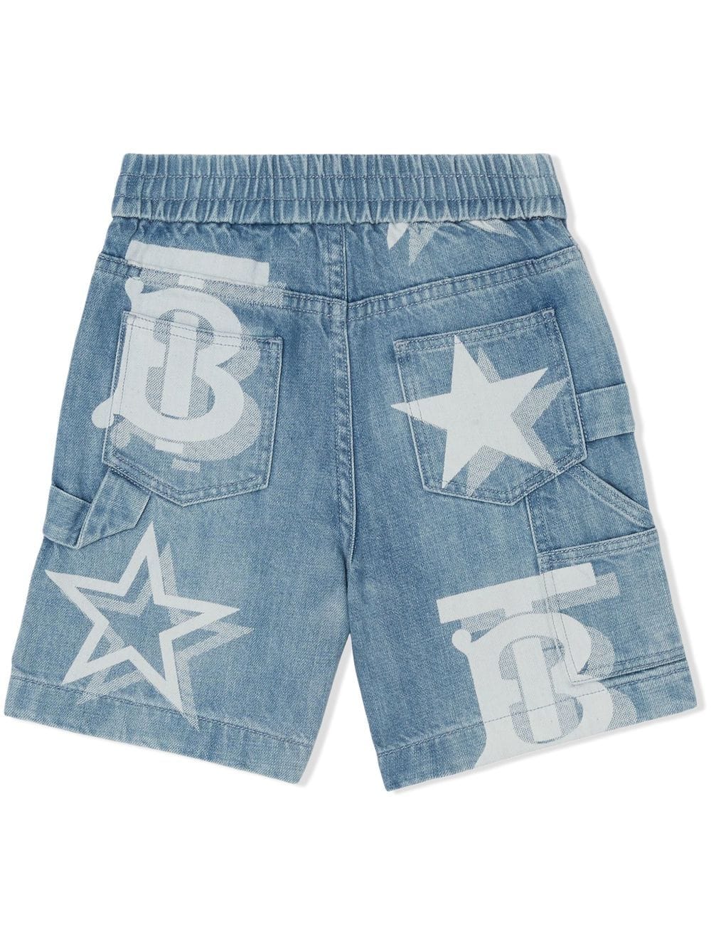 Shop Burberry Logo Star-print Denim Shorts In 蓝色
