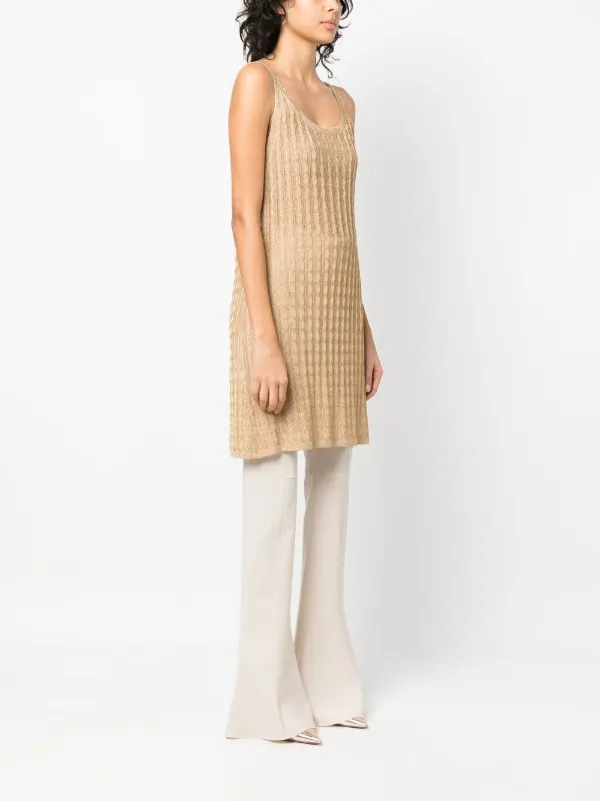 Prada Knitted Sleeveless Midi Dress | Gold | FARFETCH
