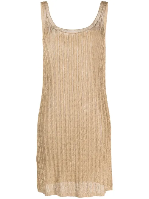 Robe mi-longue en maille à design sans manches - Prada - Modalova