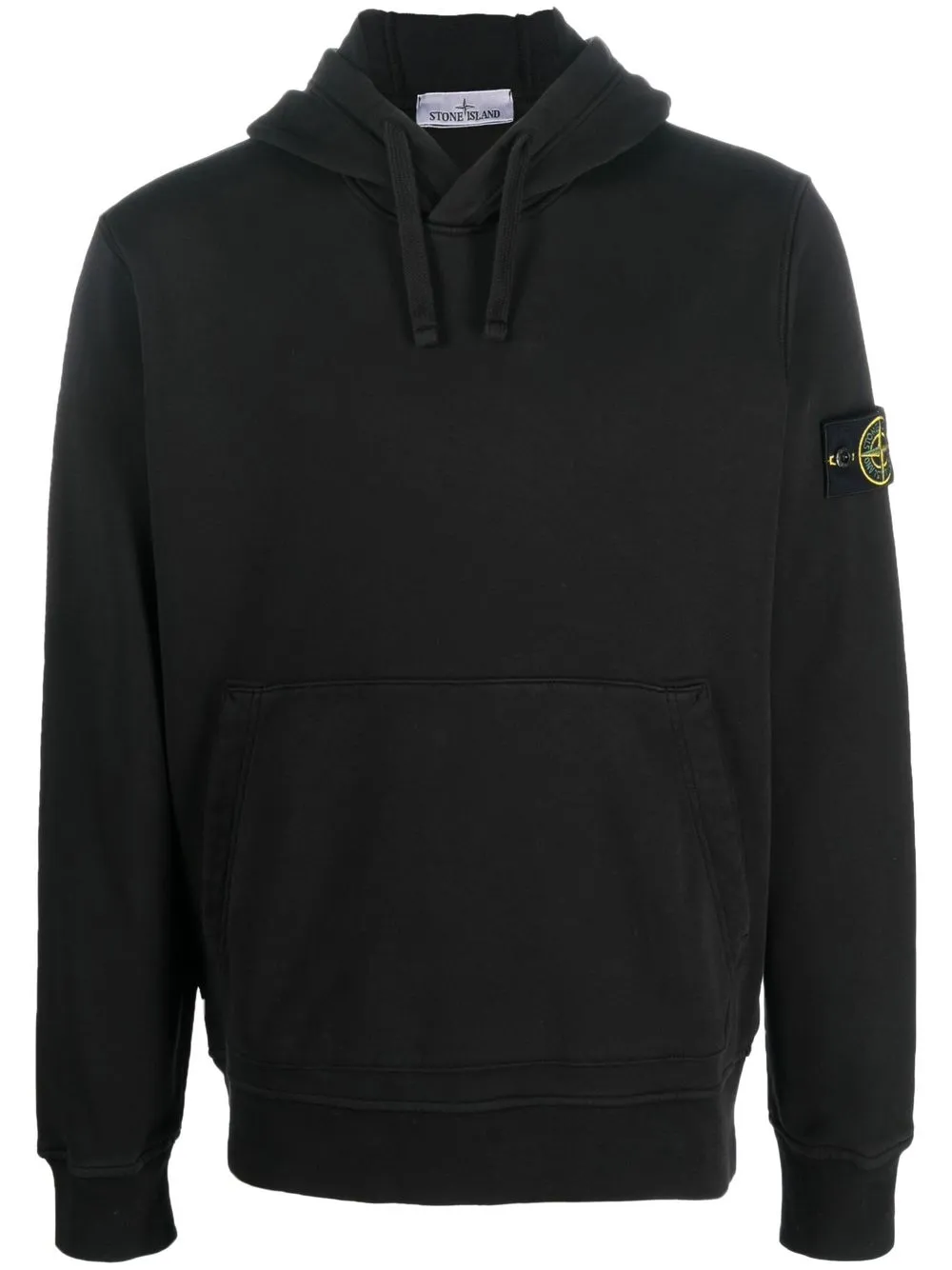 Shop Stone Island Compass-patch Drawstring Hoodie In Black