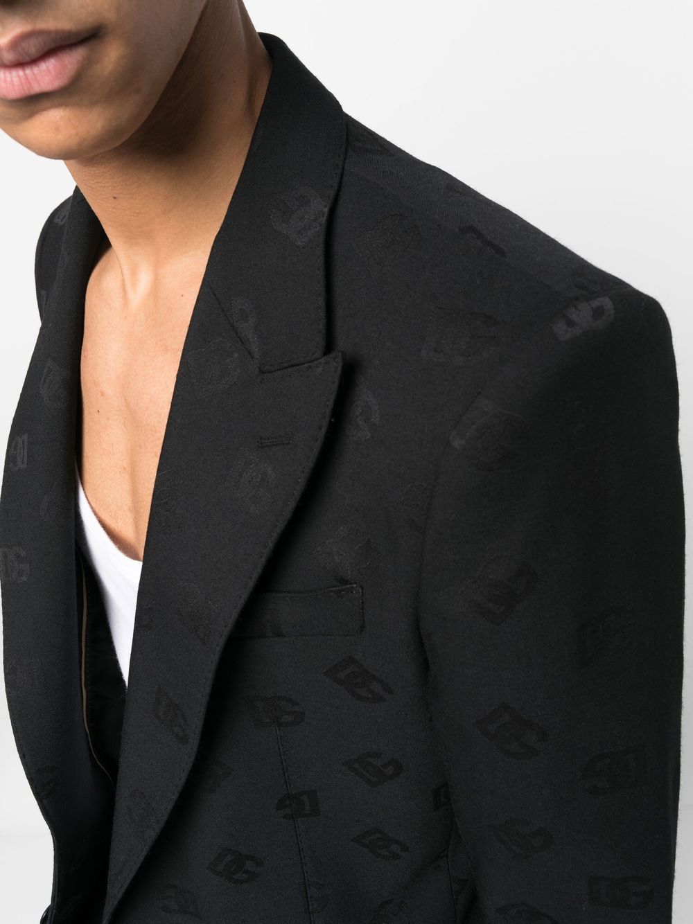 Shop Dolce & Gabbana Logo-jacquard Single-breasted Blazer In Black