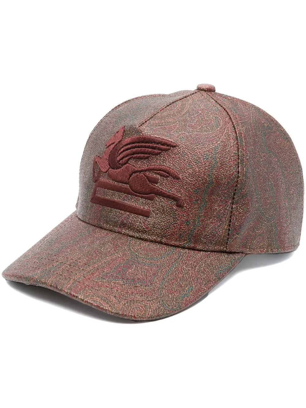 Etro Embroidered Paisley-print Coated Cotton-blend Canvas Baseball Cap In Pink