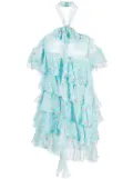 Alessandra Rich floral-print ruffled dress - Blue