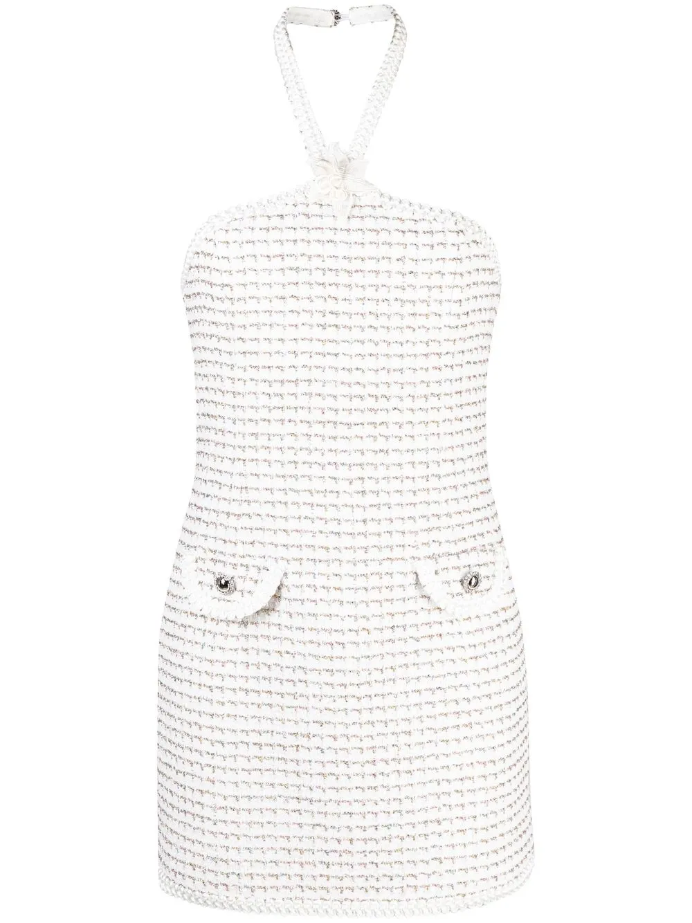 

Alessandra Rich vestido corto con cuello halter - Blanco