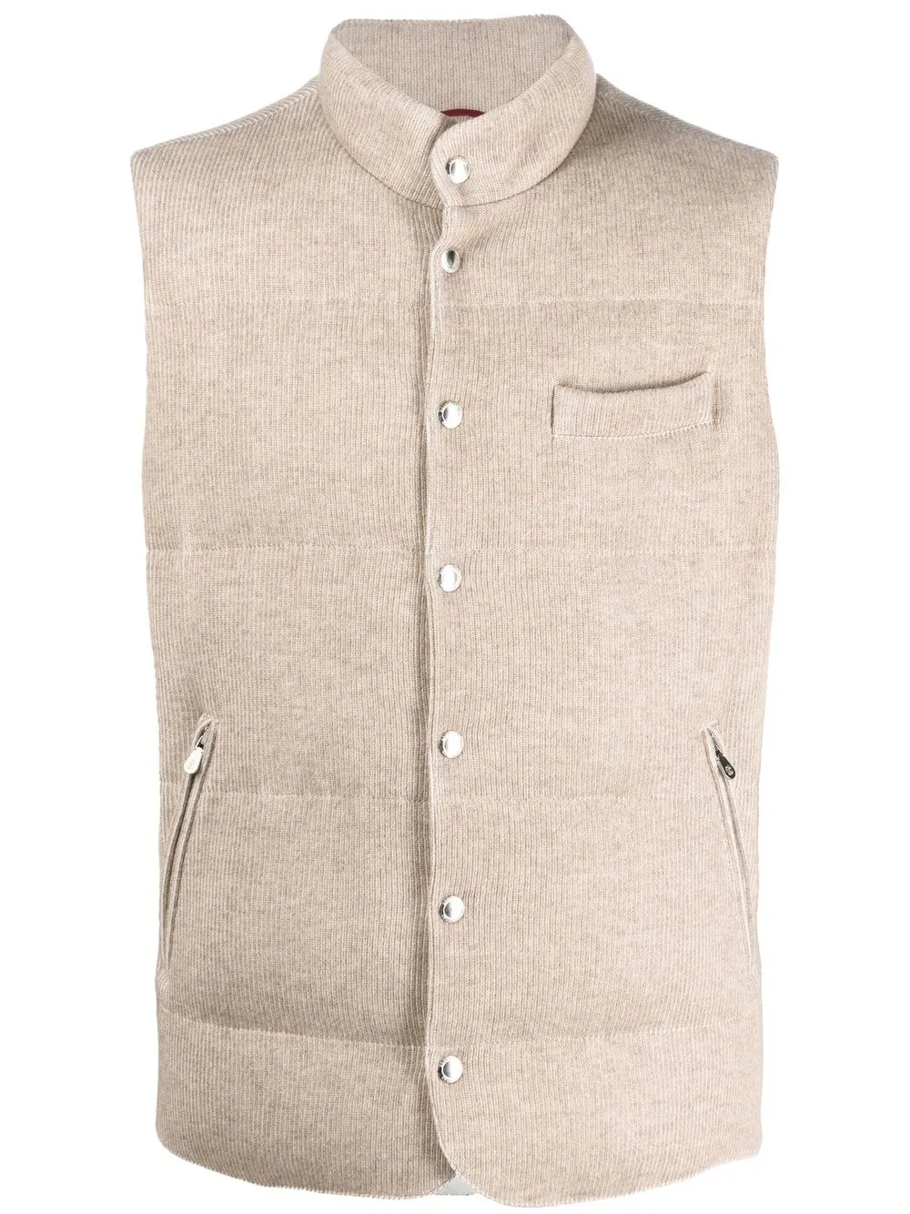 

Brunello Cucinelli fine-ribbed padded gilet - Neutrals