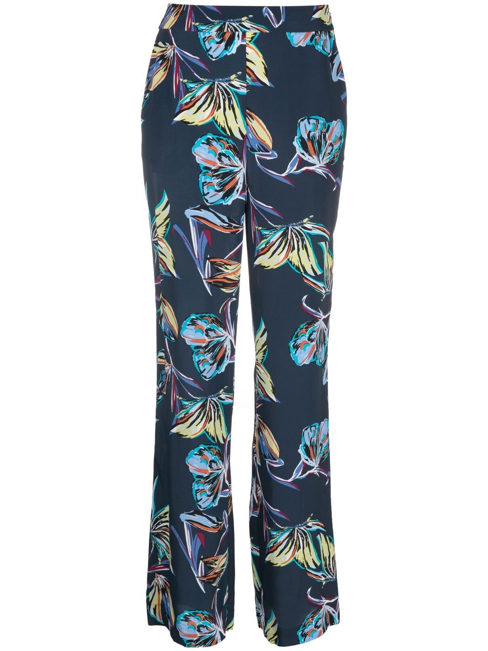 Diane Von Furstenberg Butterfly-print Straight Trousers In Blue