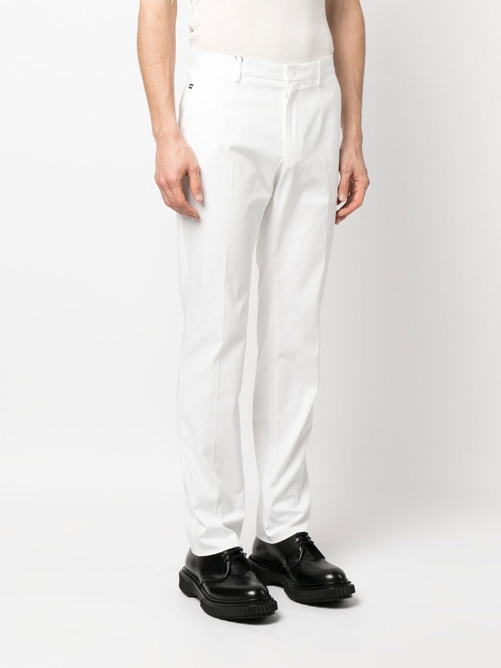 Shop Dolce & Gabbana Dg Essentials Stretch-cotton Trousers In White