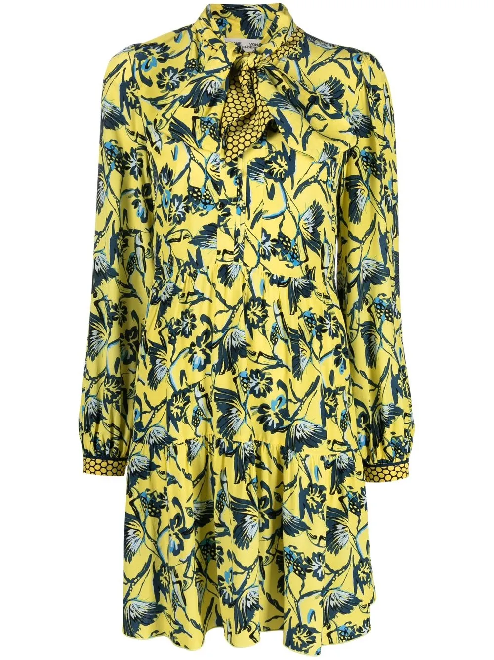 

DVF Diane von Furstenberg floral-print scarf-detail dress - Yellow