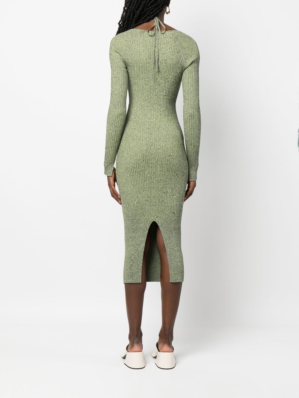 Shop Jonathan Simkhai Crossover Strap Bodycon Midi Dress In Green