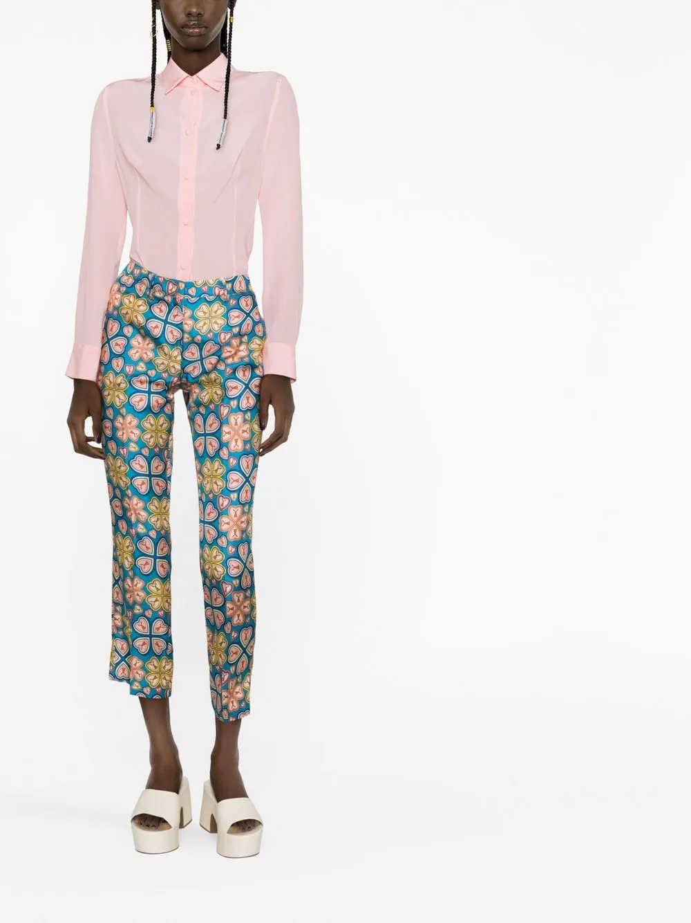 ETRO Broek met bloemenprint - Blauw