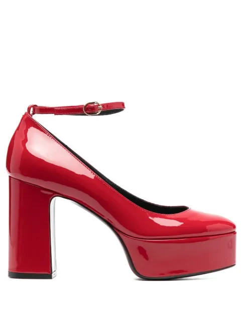 110mm platform leather pumps