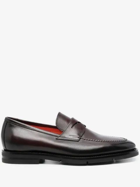 Santoni almond-toe leather penny loafers
