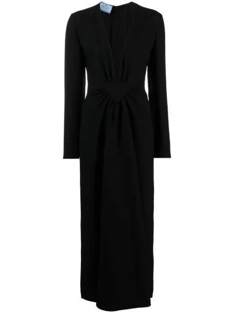 Prada V-neck cady maxi dress