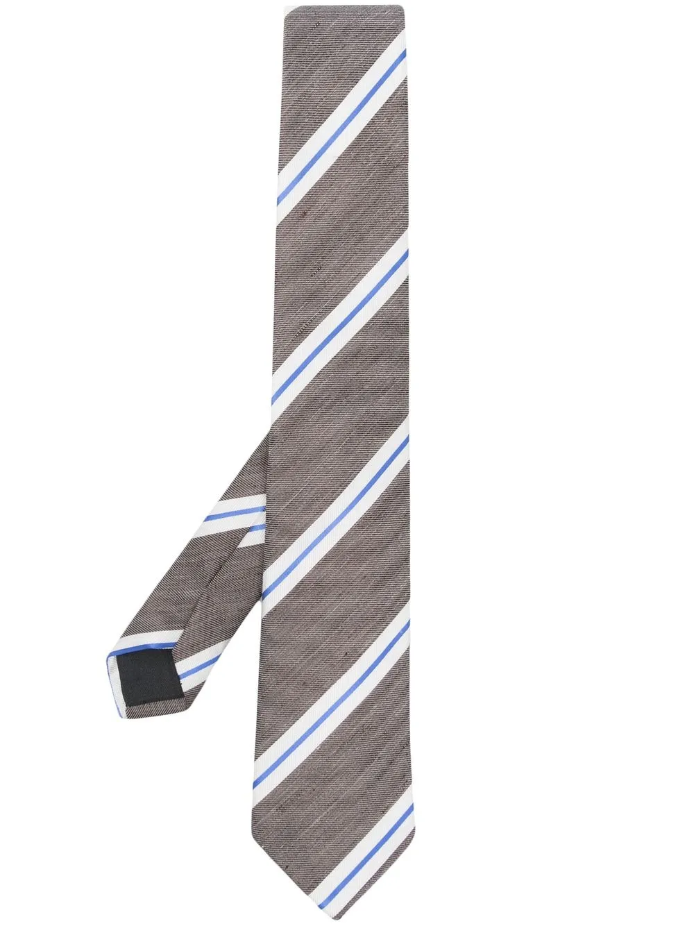 

Canali diagonal stripe twill embroidered tie - Grey