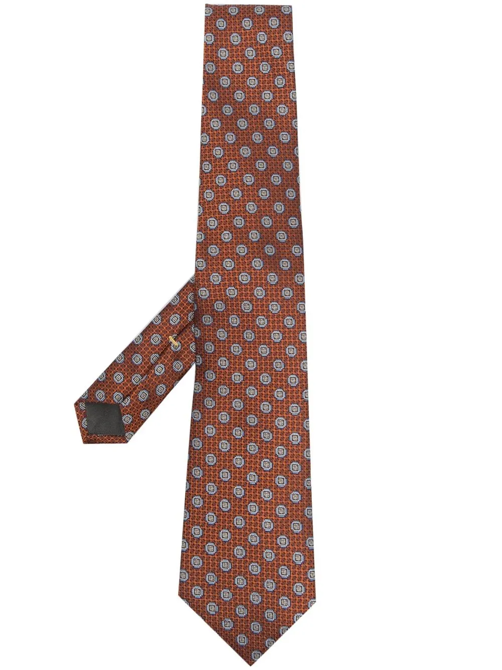 

Canali silk geometric embroidered tie - Brown