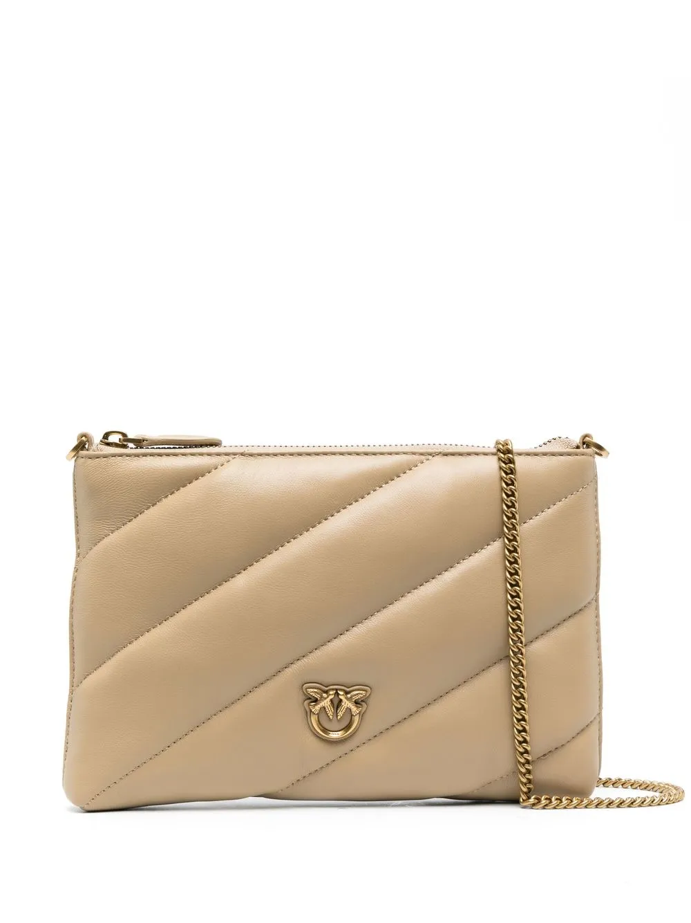 

PINKO Love Birds-plaque quilted clutch - Neutrals