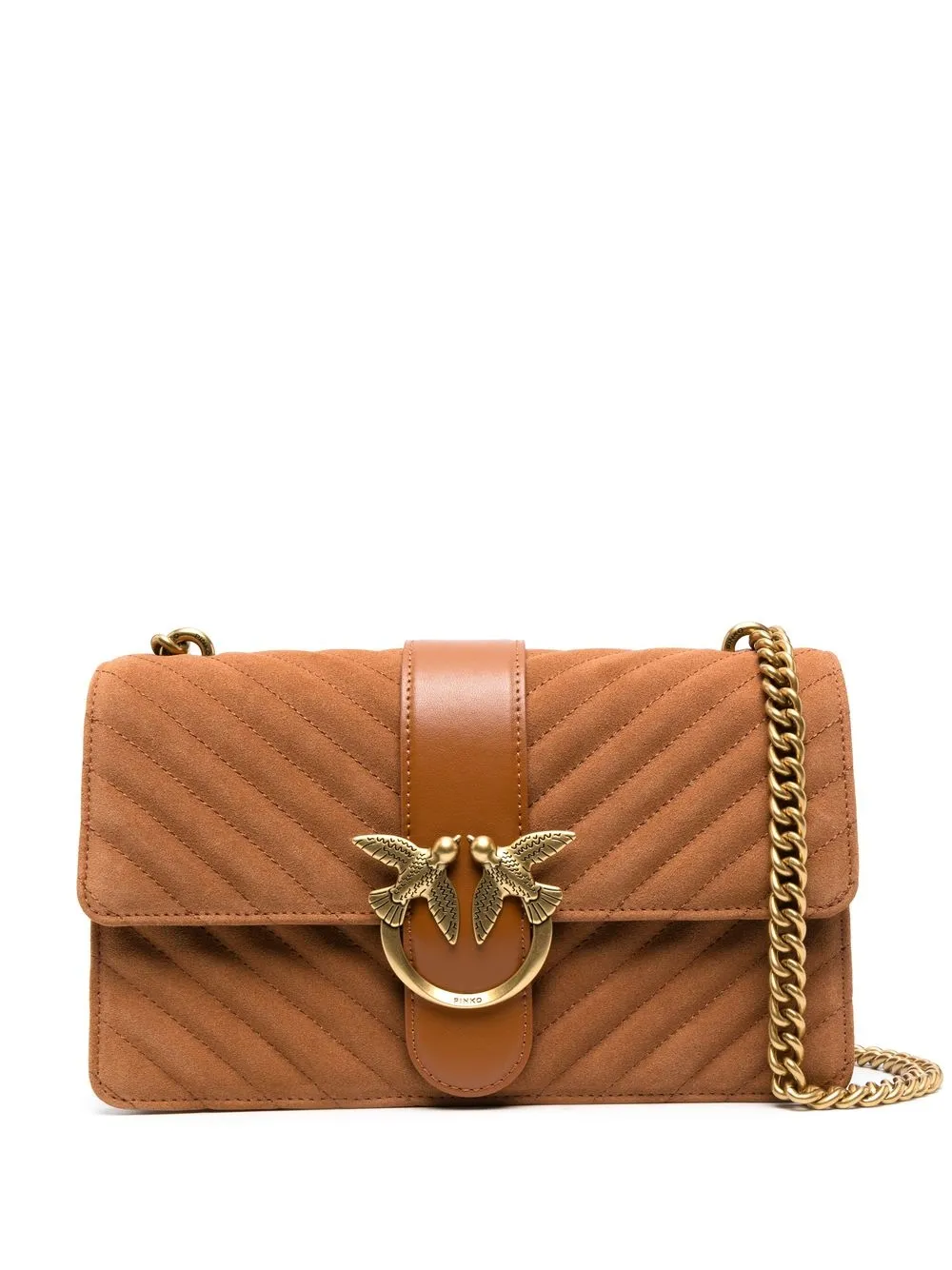 

PINKO logo-plaque quilted satchel bag - Brown