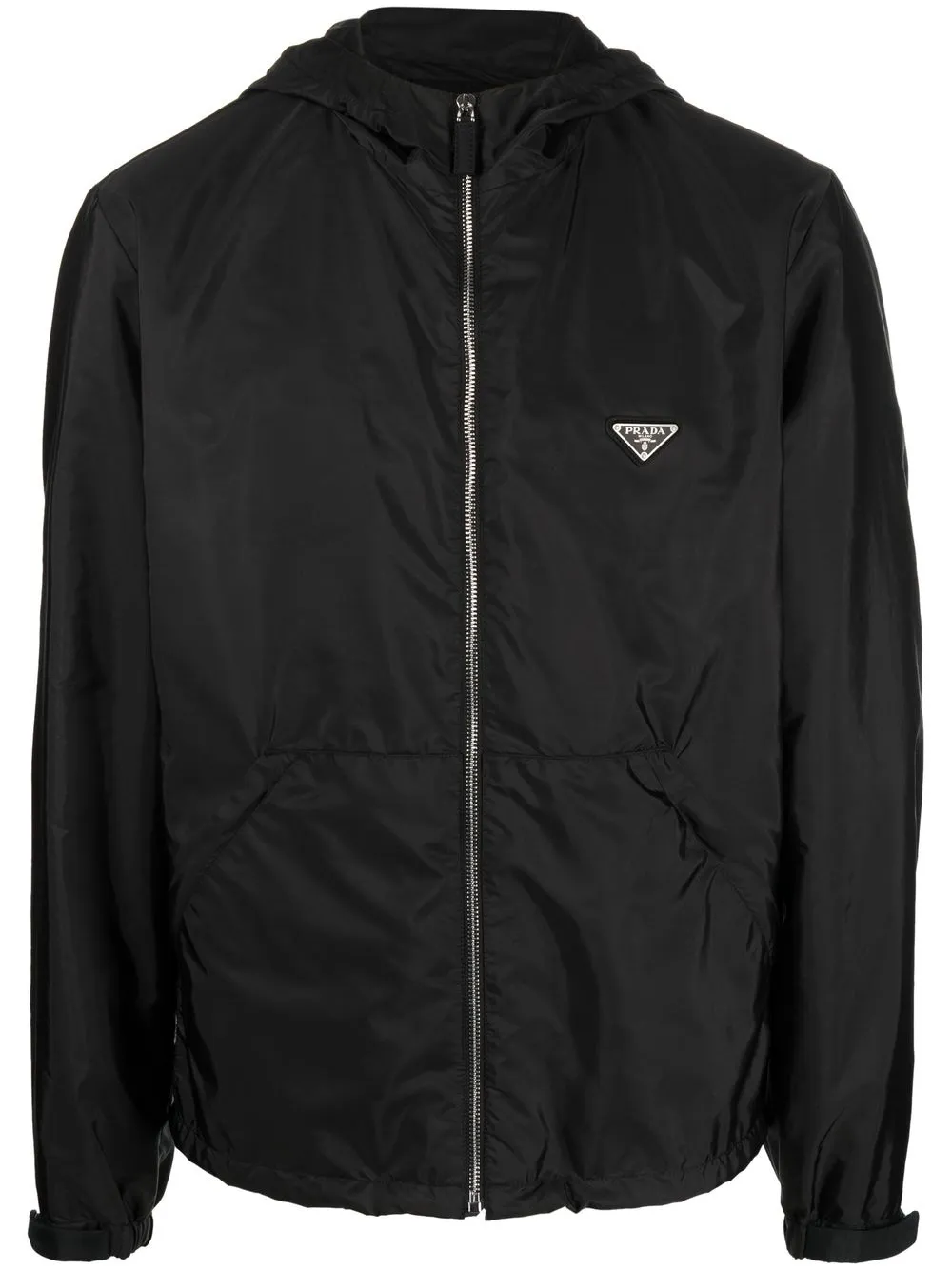 

Prada logo-plaque zip-up hooded jacket - Black