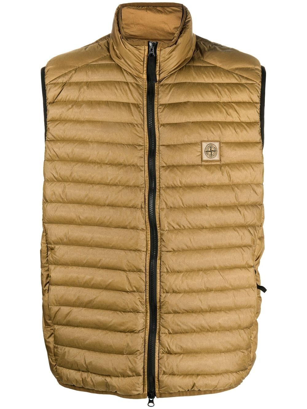 Stone Island Logo Patch Padded Gilet In Neutrals