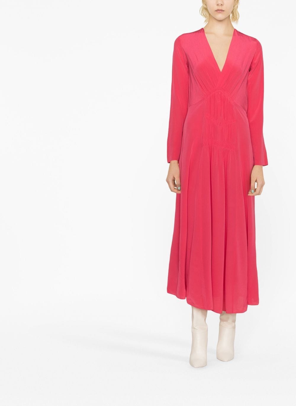 Shop Isabel Marant Ruched Midi Dress In Pink