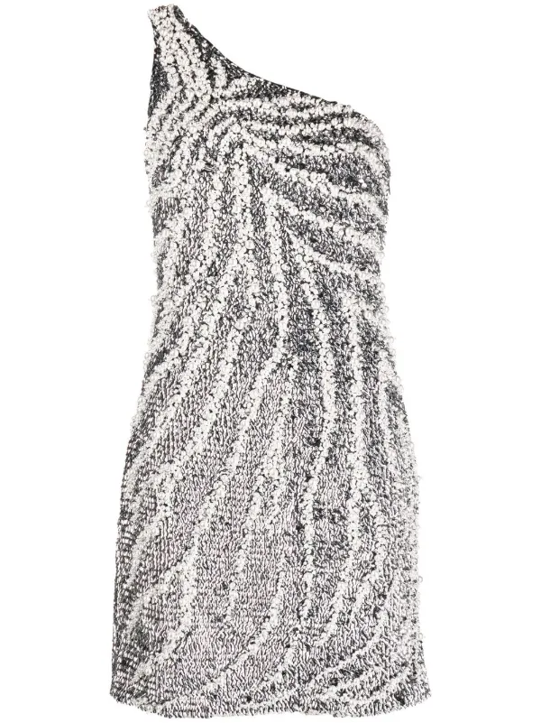 Givenchy One-shoulder Embellished Mini Dress in Silver