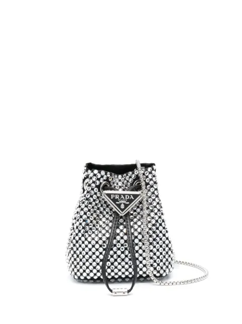 Prada stud-embellished logo-plaque mini bag