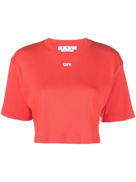 Off-White logo-print cropped T-shirt 