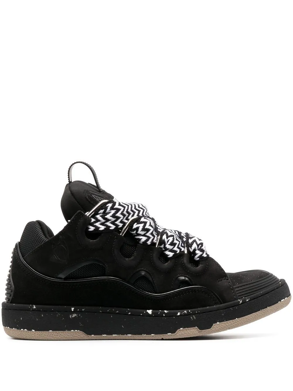 Lanvin Curb Leather Sneakers In Black