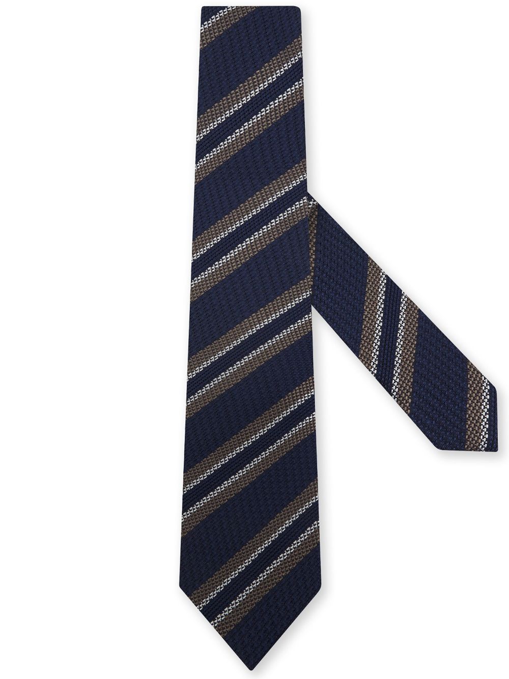 Zegna Striped Silk Tie In Blue