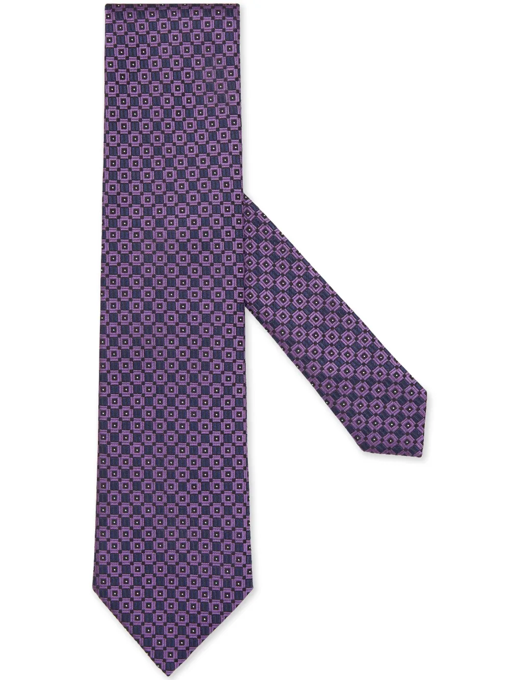 Zegna geometric-print silk tie - Purple