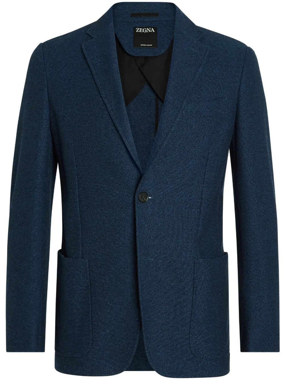 Shop Zegna Jerseywear Single-breasted Jacket In 100 Utility Blue