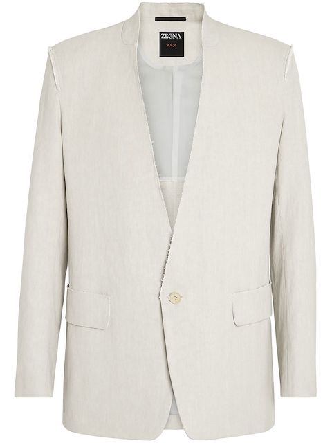 Zegna raw-cut edge single-breasted blazer
