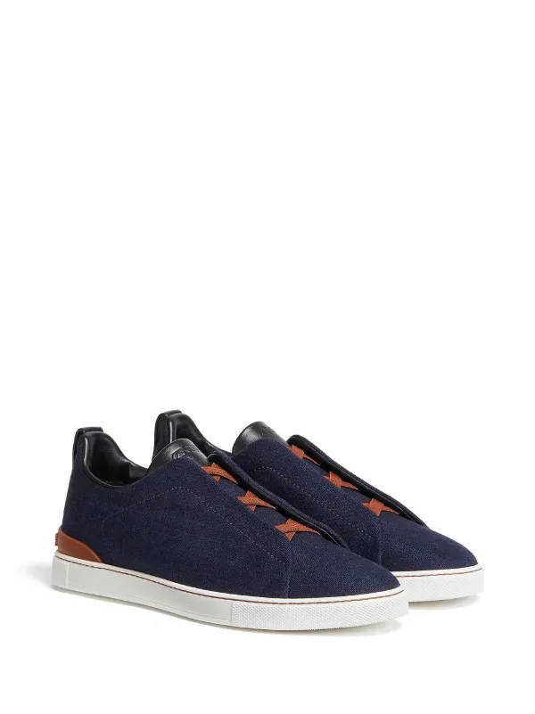 ZEGNA Triple Stitch メンズスニーカー 紺色 Zegna Triple Stitch Denim Sneakers | Blue | FARFETCH