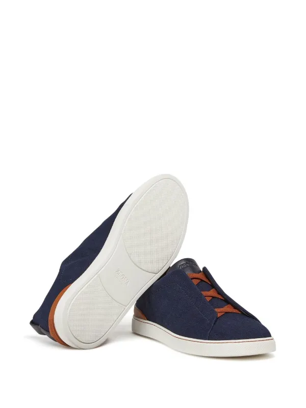 Zegna Triple Stitch Denim Sneakers | Blue | FARFETCH