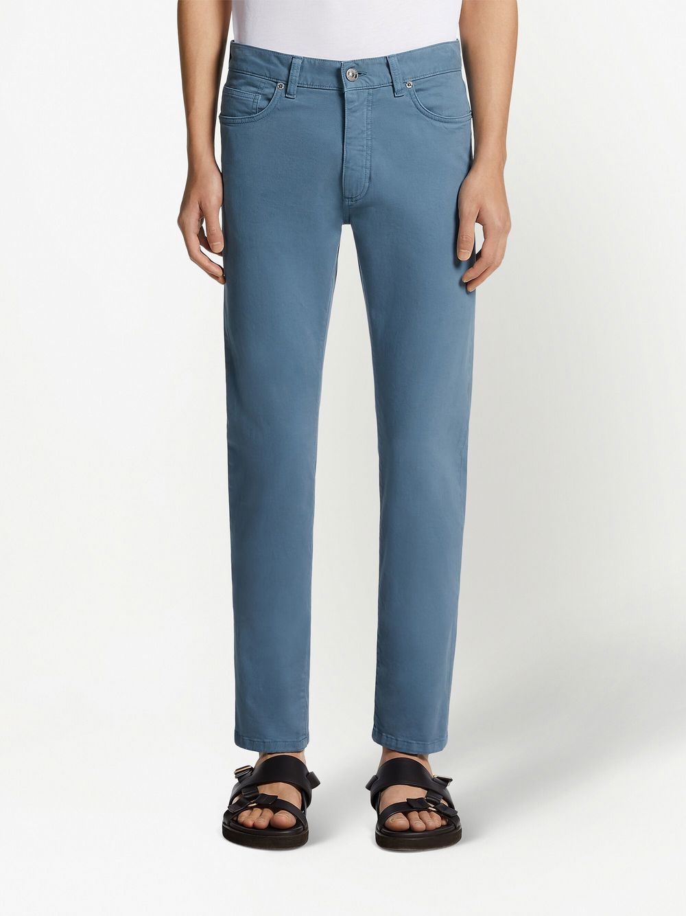 Shop Zegna Stretch-cotton Slim-fit Jeans In Blue