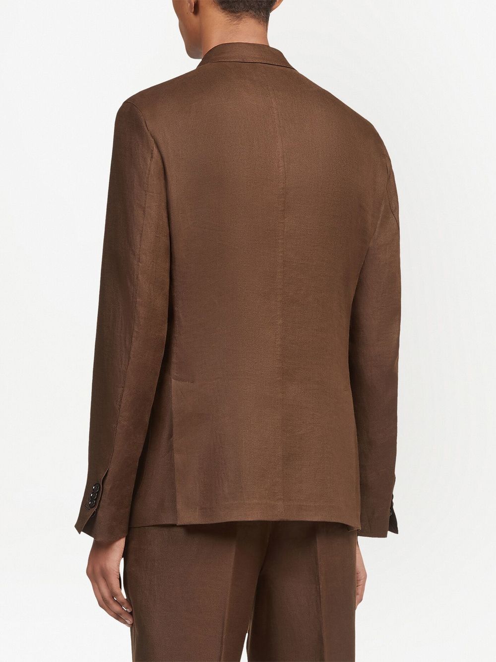 Shop Zegna Pure Linen Single-breasted Jacket In Brown