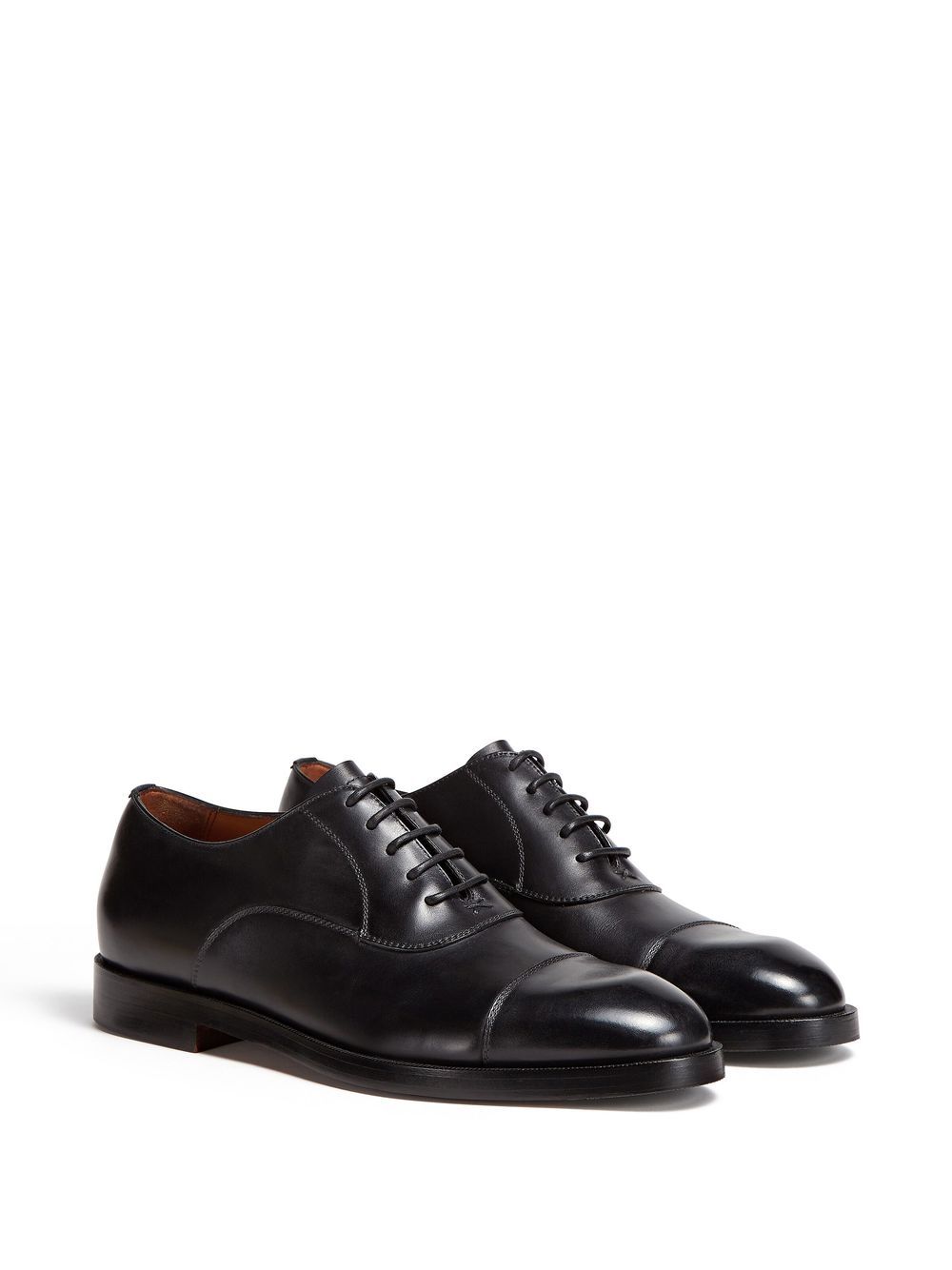 Shop Zegna Torino Leather Oxford Shoes In Black